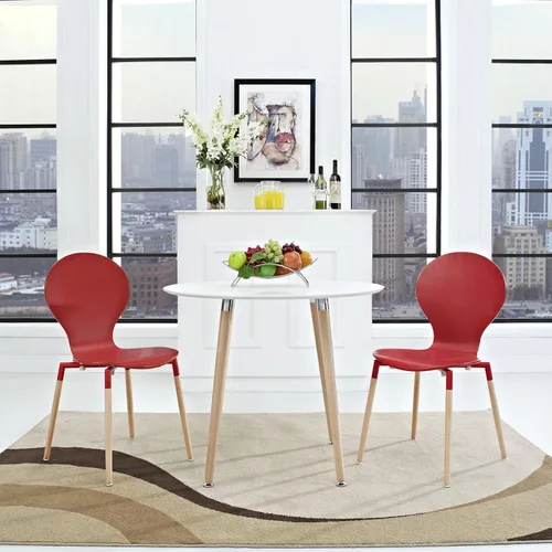 Miniatura 5 de Modway Path Mid-Century Modern - Dos sillas de cocina y comedor en color blanco