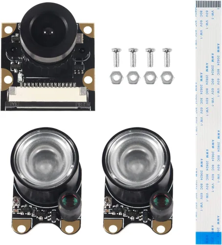 Miniatura 2 de para Raspberry Pi 4 Cámara de visión diurna y nocturna Módulo de enfoque ajustable 5MP OV5647 Sensor Webcam Video 1080p con 2 infrarrojos IR LED luz