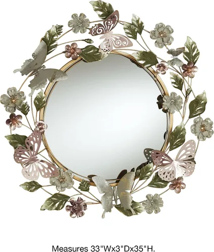 Miniatura 3 de Touch of Class Espejo de pared de metal dimensional con diseño floral, diseño redondo, inspirado en la naturaleza, para dormitorio, baño