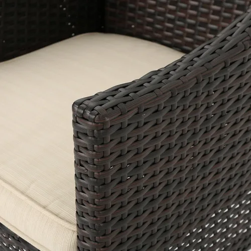 Miniatura 5 de Christopher Knight Home Antibes - Sillas de comedor de mimbre para exteriores con cojines resistentes al agua, juego de 2 piezas, multicolor y beige
