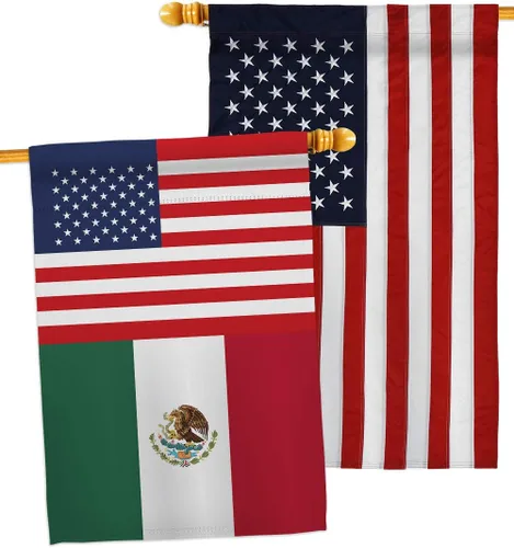 Miniatura 4 de Banderas de la casa de la amistad de México Estados Unidos de la nacionalidad de México Estados Unidos, paquete de 2 unidades de Nación Regional