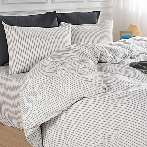 Miniatura 52 de NEXHOME PRO Funda de edredón de algodón para niños, tamaño twin, aspecto de lino, blanco, orgánico, natural, 100% algodón lavado, juego de ropa
