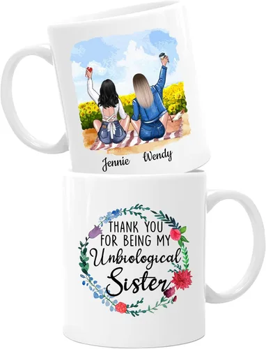 Miniatura 8 de Taza de café blanca de 2 mejores amigos, 11 onzas, 15 onzas, taza de amistad personalizada para mujeres, mejor amiga, mejor amiga, hermana, hermana
