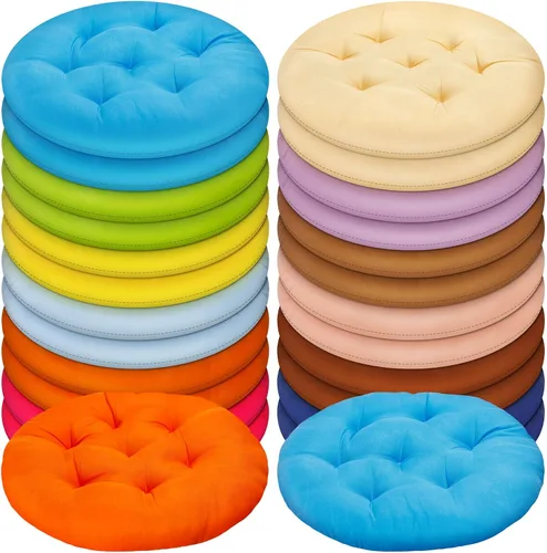 Miniatura 11 de Tinideya 24 Piezas Cojines Redondos de Suelo Almohadas de Suelo Cojines de Asiento de Meditación Asientos Flexibles para Adultos y Niños, Cojines