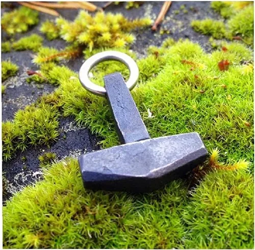 Miniatura 2 de Mjolnir - Colgante de acero forjado a mano, joyería vikinga, Acero aleado, otro