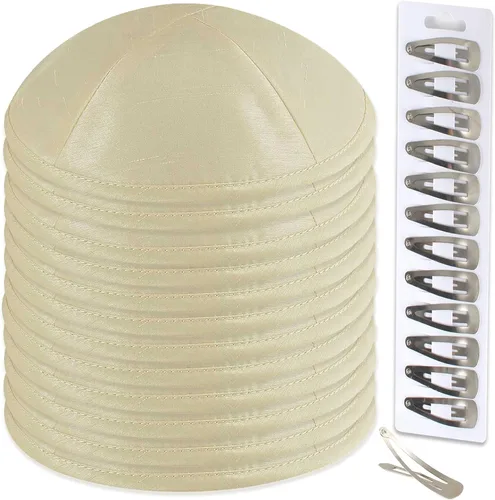 Miniatura 16 de Zion Judaica Deluxe Raw Silk Kippot Paquetes a granel o kipá individual incluye clips gratis