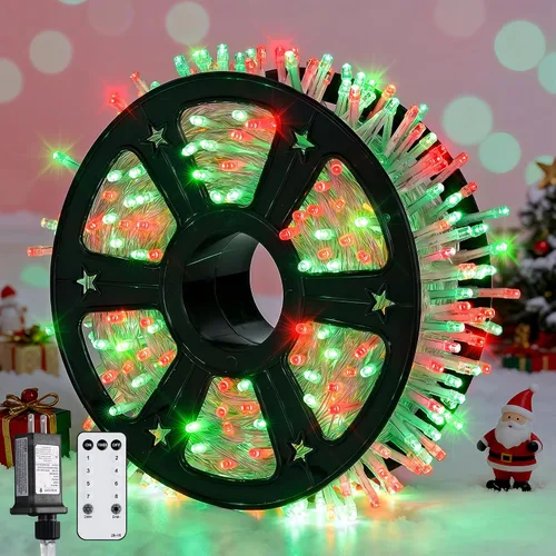 Miniatura 29 de JMEXSUSS 150 luces LED azules de Navidad para interiores y exteriores, luces de cadena conectables de 59 pies con enchufe, 8 modos de luces de hadas