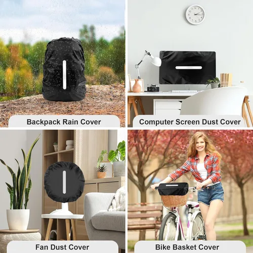 Miniatura 7 de LAMA Paquete de 2 fundas impermeables para mochila, protector reflectante a prueba de lluvia para antipolvo y antirrobo, tamaño M