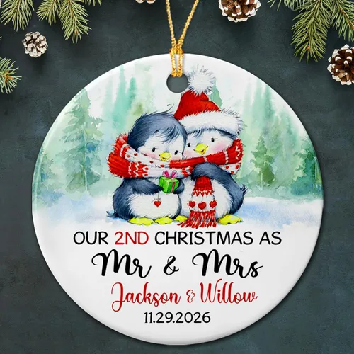 Miniatura 18 de Adorno de cerámica personalizado para parejas comprometidas, pájaros de Navidad 2025, adorno de cerámica de pájaros de compromiso, regalos