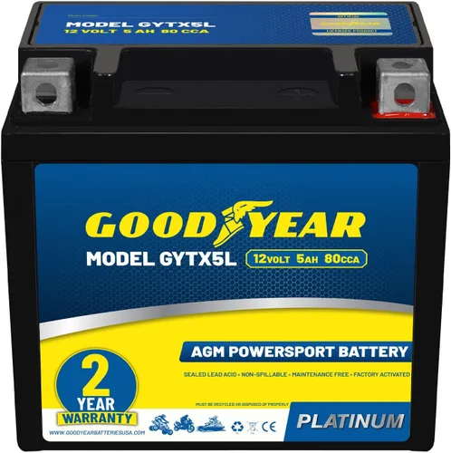 Miniatura 16 de Goodyear GYTX4L - Batería AGM de 12 voltios 4 AH, 50 CCA, recargable de alto rendimiento, sin mantenimiento, SLA - AGM para motocicleta, ATV, UTV, 4