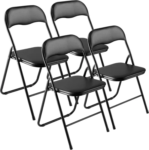 VEVOR Juego de 4 sillas plegables, sillas plegables con cojín acolchado, sillas de fiesta portátiles con marco de metal reforzado, asiento apilable