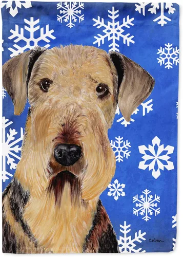 Miniatura 66 de Caroline's Treasures SC9374GF Bulldog English Snow flakes Holiday Garden Flag Buzón Bandera decorativa para patio exterior, patio, obras de arte