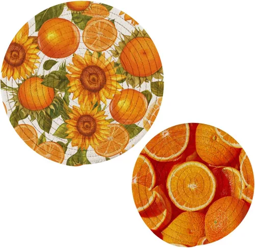 Miniatura 53 de Salvamanteles para platos calientes, ollas y sartenes, 2 soportes para ollas, resistentes al calor, de algodón, redondos, para encimera de cocina