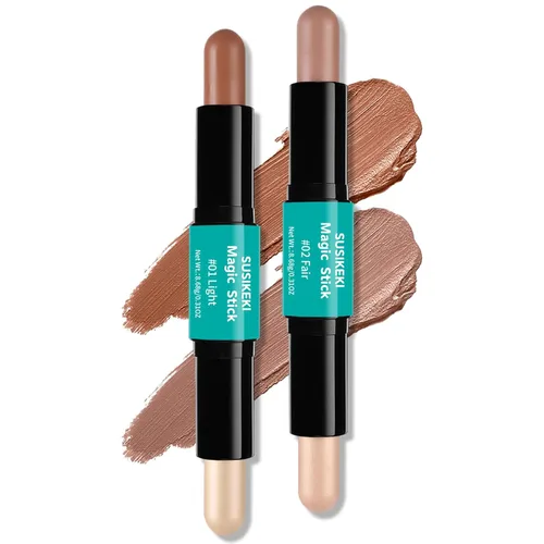 Barra de contorno, 2 rotuladores de doble punta y barra de contorno para moldear la cara, crema bronceador y barras de resaltado impermeable de