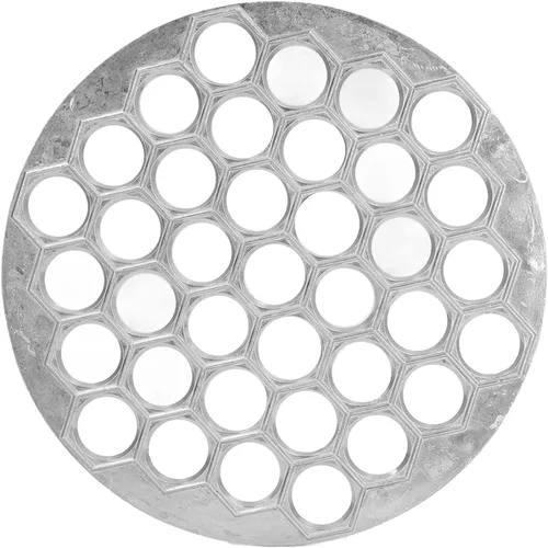 Miniatura 8 de Cyrank Molde de bola de masa para ravioles, 37 agujeros para hacer albóndigas rusas Pelmeni, molde de metal para hacer albóndigas ravioles