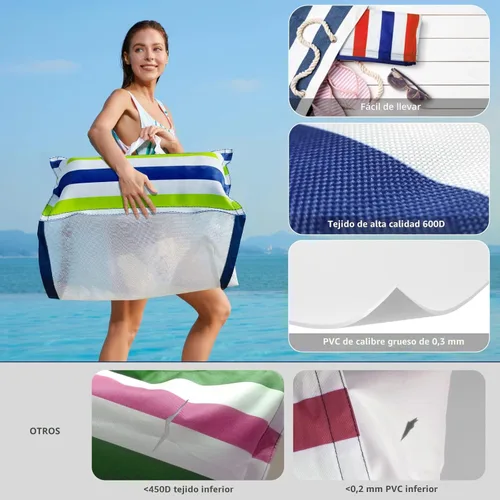 Miniatura 5 de Jasonwell Hamaca inflable para piscina, paquete de 2 hamacas de agua, flotadores de piscina multiusos (silla de montar, tumbonas flotantes) 4 en 1