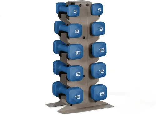 Miniatura 22 de Tone Fitness Juego de mancuernas de neopreno con estante de almacenamiento – Pesos de mano antideslizantes y antideslizamiento para entrenamientos