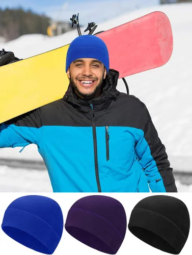Miniatura 6 de Gorro de invierno cálido de 3 piezas, suave forro polar, gorro grueso resistente al viento, gorra de reloj de esquí al aire libre para hombres