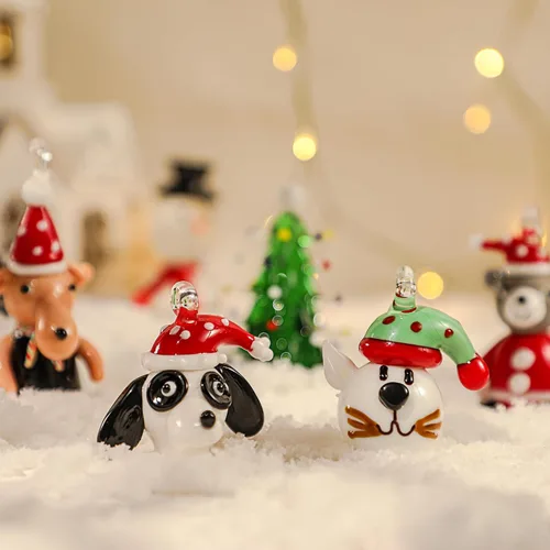 Miniatura 8 de Adornos de Navidad de gato y perro de 2 pulgadas para árbol 2025, 2 piezas de adornos de vidrio para colgar en el árbol de Navidad, figuras