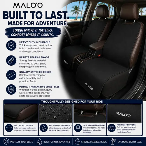Miniatura 5 de Malo'o Funda impermeable para asiento de automóvil, protector universal de asiento de neopreno para automóviles, camiones y SUV, protege contra