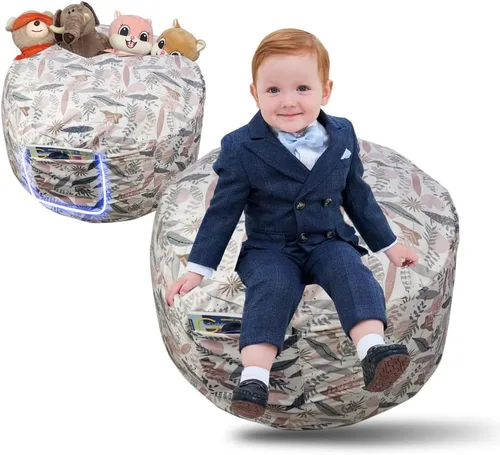 Miniatura 8 de DODO NICI Funda para silla puff (sin frijoles) para niños y adolescentes, apertura de cremallera, terciopelo suave, XL (34 pulgadas, negro)