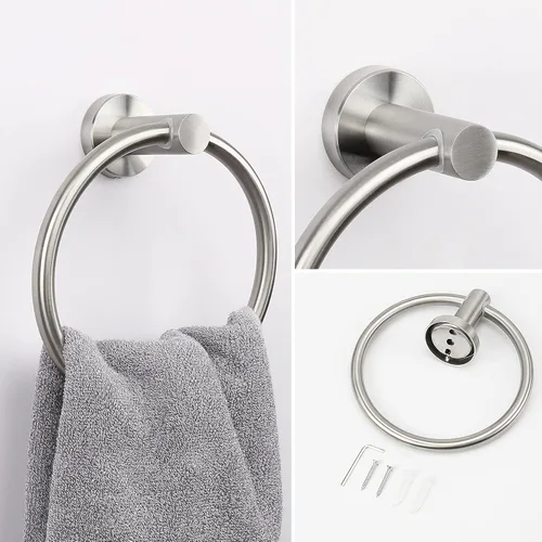 Miniatura 2 de NearMoon 2 piezas de accesorios de baño, toallero y soporte para papel higiénico, colgador de toallas de baño de acero inoxidable y soporte