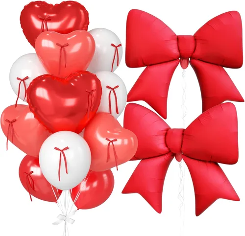 Miniatura 11 de 16 globos de corazón rosa, globos de lazo de 38 pulgadas, globo transparente rosa perla de doble relleno y arco en forma de corazón globo