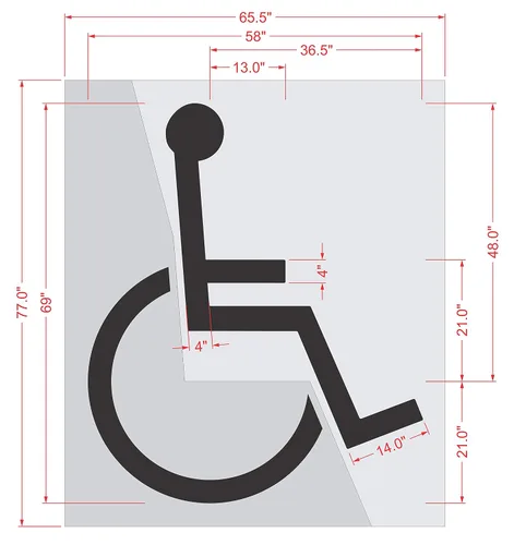 Miniatura 5 de Plantilla de estacionamiento – Plantilla ADA para discapacitados de 69 pulgadas (4 pulgadas de trazo) – Plantilla de 2 piezas – 69 x 58 x 1/8