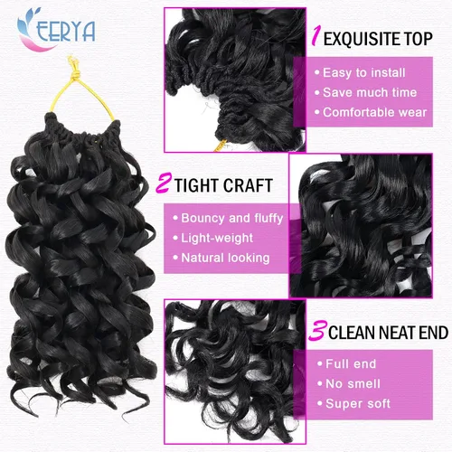 Miniatura 4 de 7 paquetes de cabello rizado de ganchillo GoGo de 6 pulgadas, pelo corto, para mujeres, rizos de playa, trenzas de ganchillo de torsión profunda