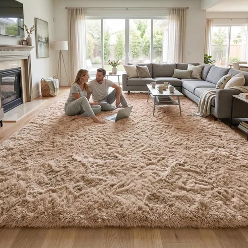 Miniatura 17 de DweIke Alfombras Shag Esponjosas Azules para Dormitorio Sala de Estar, 5x8 Grande Suave Felpa Tie-Dye Azul Cielo para Niñas y Niños, Alfombra Azul