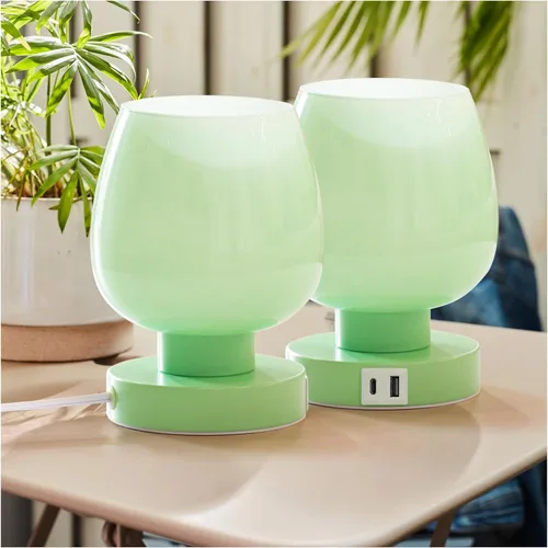 Miniatura 13 de Lámpara de Mesa de Noche Táctil - Lámpara Pequeña Rosa para Dormitorio con Puertos de Carga USB C+A, Regulable de 3 Niveles, Lámpara de Escritorio