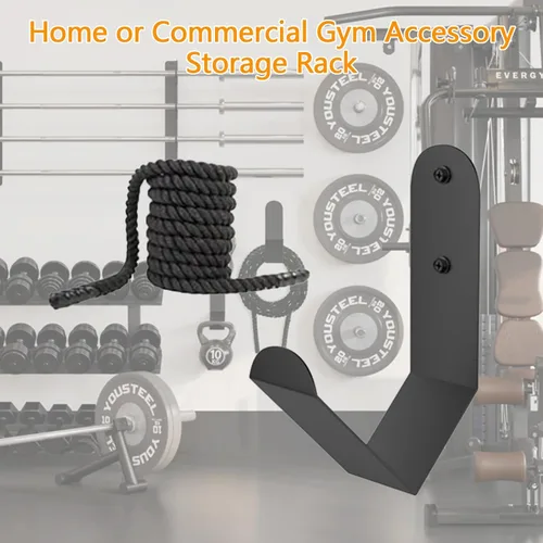 Miniatura 5 de Yuleimy Gancho de almacenamiento de cuerda de batalla, soporte de pared resistente para cuerdas de entrenamiento, soporte de acero grande