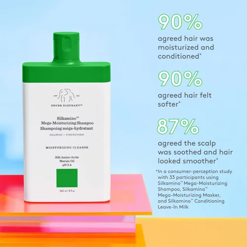 Miniatura 3 de Drunk Elephant Silkamino Mega-Champú hidratante - 8.1 fl oz/8 fl oz - Aminoácidos de seda - Clínica limpia - Sin sulfatos - Libre de crueldad