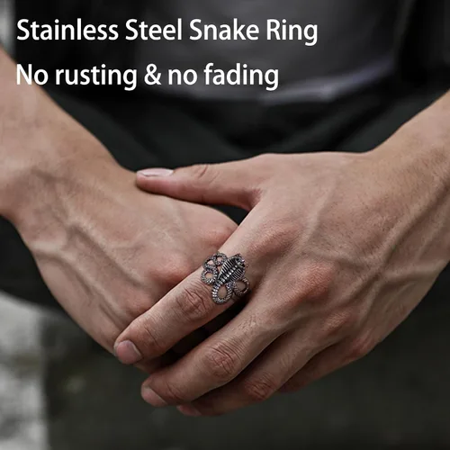 Miniatura 4 de FIBO STEEL 1 anillo de serpiente gótico vintage para hombre Eboy
