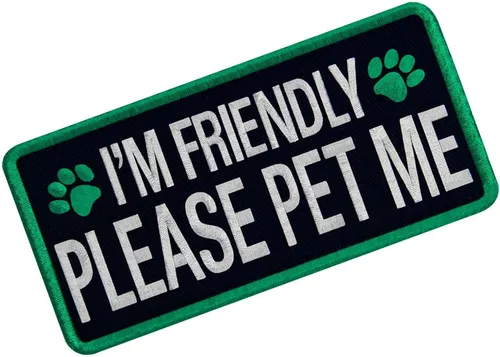 Miniatura 3 de TailWag Planet Service Dog I'm Friendly Please Pet Me Parche Bordado Chaleco/Arneses Insignia de Gancho y Bucle Emblema