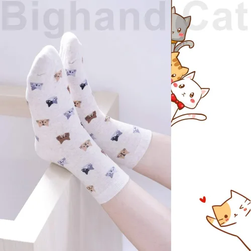 Miniatura 6 de IIG 3-6 pares de calcetines de algodón para mujer, diseño de animales, simpáticas calcetas de algodón, de novedad.