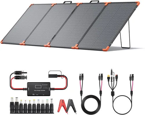 Miniatura 10 de ZOUPW Panel Solar Portátil de 100 Vatios con Controlador PWM de 20A, Artículos Esenciales para Campistas, Kit de Panel Solar Plegable de 19V