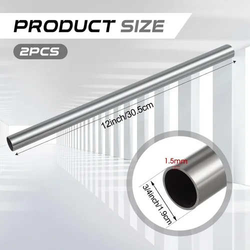 Miniatura 2 de Hicarer 2 tubos de acero inoxidable 3/4 pulgadas Od 304 de 12 pulgadas de longitud, tubo grueso y tubo soldable de calibre 16, tubo de metal redondo