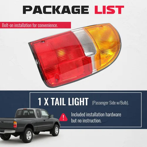 Miniatura 5 de ECOTRIC lámpara de luz trasera con bombilla(s) compatible con camioneta Toyota Tacoma 1995-2000 reemplaza TO2801116 8155004030 luz trasera trasera