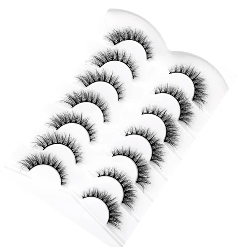 Miniatura 93 de Pooplunch - Pestañas postizas finas de visón sintético, estilo ojo de gato, naturales, cruzadas, tipo racimo, efecto 8D de volumen, tiras