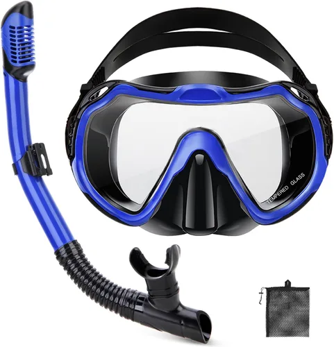 Miniatura 9 de Snorkeling Gear for Adults, Adult Snorkel Set with Panoramic Anti-Leak and Anti-Fog Tempered Glass Snorkel Mask, Dry Top Snorkel, Snorkle Mask Set