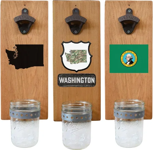 Miniatura 43 de Abrebotellas de cerveza de Massachusetts – Abridor de botellas hecho a mano montado en la pared con tapa – Regalo de cerveza para él o ella