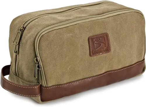 Miniatura 10 de Neceser de viaje para hombres y mujeres, organizador de artículos de tocador de lona resistente al agua, de cuero vegano, kit de Dopp colgante