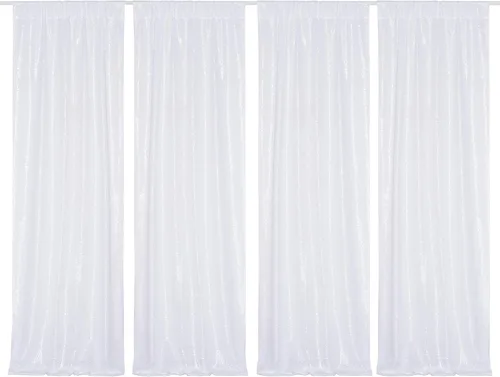 Miniatura 28 de PartyDelight Cortinas de fondo de lentejuelas color azul bebé, 2 paneles de 2 x 8 pies, alta densidad de 0.118 in, fondo de lentejuelas brillantes