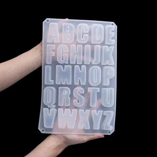 Miniatura 3 de Moldes de resina epoxi del alfabeto inglés, molde de yeso de silicona, letras mayúsculas 3D, molde de cemento para bricolaje, joyas, velas