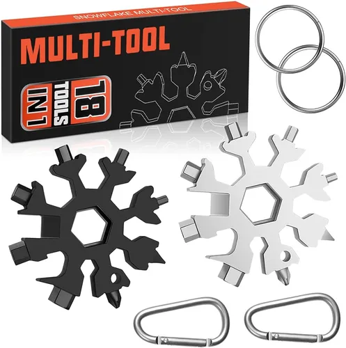 Regalos de Navidad multiherramienta 18 en 1 con copos de nieve para hombres, paquete de 2 herramientas múltiples para papá de parte de hija hijo,