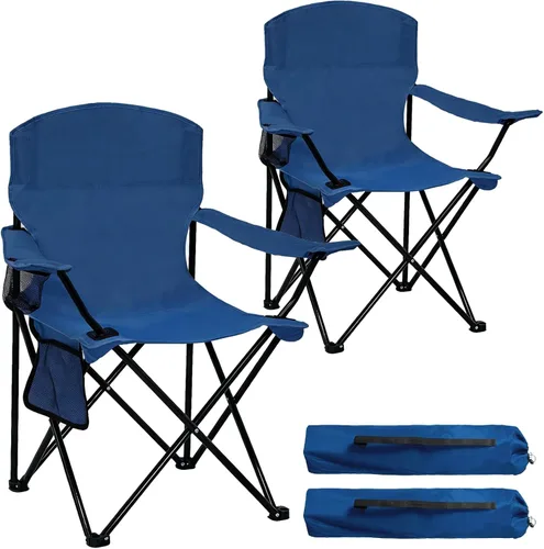 Miniatura 14 de Silla plegable para acampar con portavasos y bolsa de almacenamiento lateral, capacidad de 300 libras, ligera, respaldo alto, portátil para playa