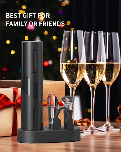 Miniatura 5 de Juego de abridor eléctrico de botellas de vino CIRCLE JOY - Sacacorchos recargable inalámbrico, juego de regalo con base de carga, cortador de papel
