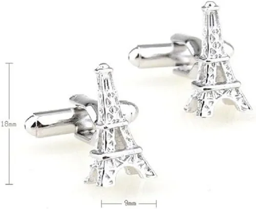 Miniatura 2 de MRCUFF Par de gemelos franceses de Francia Torre Eiffel Caja de regalo y paño de pulido