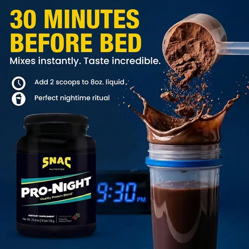 Miniatura 7 de SNAC Pro-Night - Mezcla de proteínas en polvo, proteína en polvo de calidad para hombres y mujeres, recuperación nocturna, suplemento alto